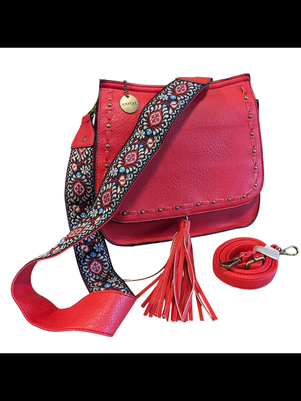 Ampere Creations The Carlisle Crossbody Vegan Leather Bag with Decorative Strap